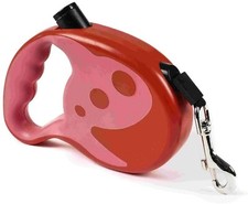 Laisse avec sangle rétractable, nylon 7m, poignée PP, pour chien max 35 kg rouge