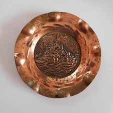 Assiette plate miniature cuivre Mont Saint Michel vintage art déco France N7028