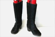  Mi Bottes Vintage fourrées laine Mouton Velours Poils Petits Talons  T 37 TBE