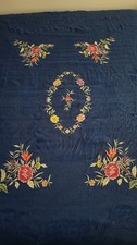 Ancienne Couverture Brodée Pour Lit Double