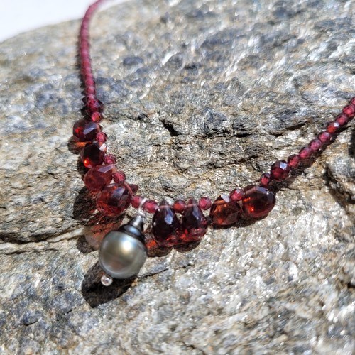 Collier argent perle noire - argent,