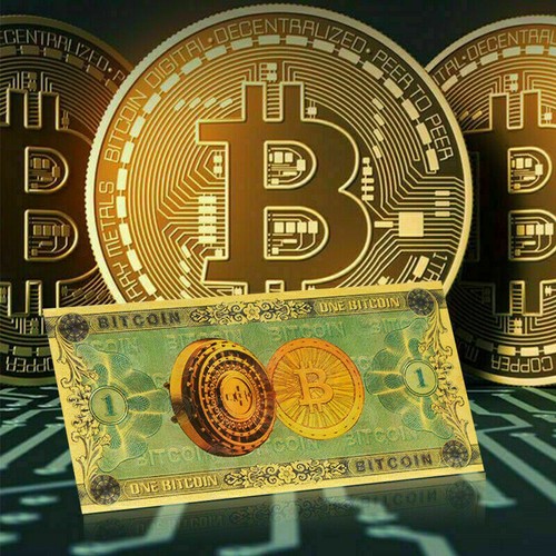 Billet feuille or bitcoin - d'or,