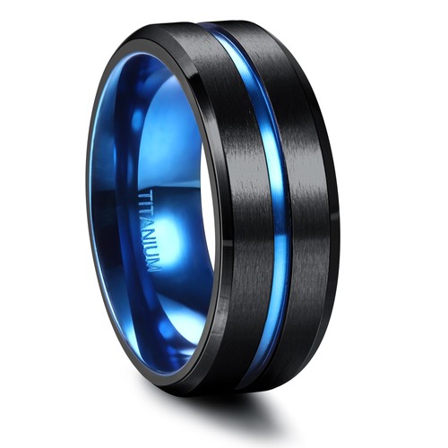 Bague homme titane 8mm noir - en,