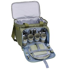 CI Pique-Nique Sac Isotherme pour 4 Personnes Olive Vaisselle Couverts Camping