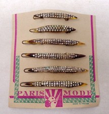 Lot 6 peignes anciens - Barettes à cheveux en celluloid sur plaquette 1930-40's