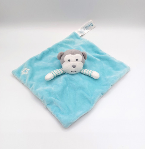 Doudou plat singe bleu