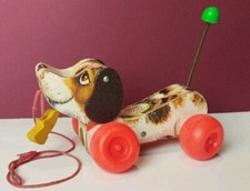  Ancien Jouet Le Chien Little Snoopy Fisher Price En Bois Vintage Réf: 693