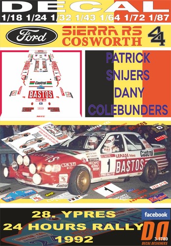 Decal ford sierra cosworth - decal, rs
