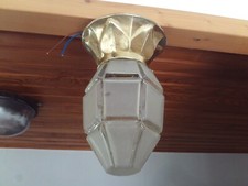 authentique et rare lampe plafonnier avec verre obus art deco.