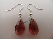 BOUCLES D'OREILLES FANTAISIES FORME GOUTTE EN VERRE VIOLET - AF5