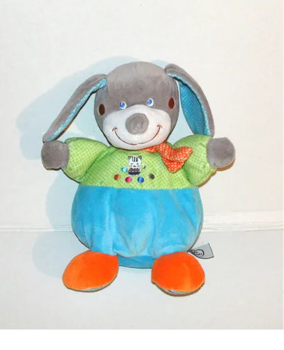 Doudou chien gris - gris, vert