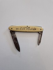 COUTEAU DE POCHE PLIANT ANCIEN OBJET PUB HUILE DE DION GARAGE AUTO KOLVALINE
