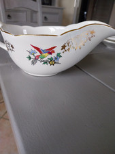 Saucière ancienne Faience KG Lunéville Badonviller Décor Oiseau du Paradis