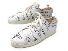 RARE CHAUSSURES CORTHAY GRAFFITI UNIQUE 10 44 BASKETS CUIR BLANC CUSTOM SNEAKERS