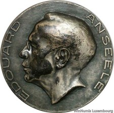 D2065 Rare Médaille Belgium Vooruit Hooger Anseele 1874 1924 Silvered AU >Offer