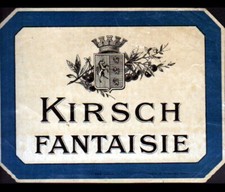 Echantillon ETIQUETTE KIRSCH FANTAISIE "Imprimerie HABERER PLOUVIEZ DOUIN"