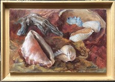 Original Vintage Still Life with Shells Oil Painting, 1990’s