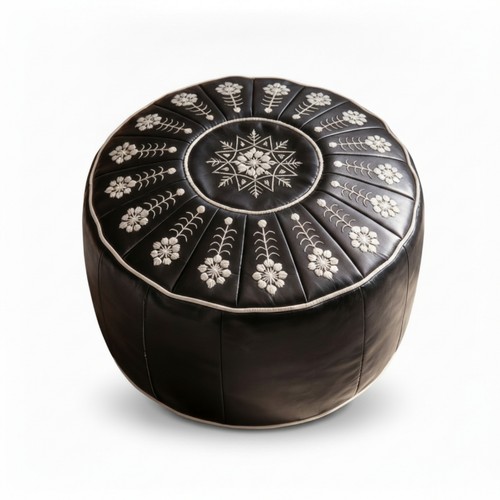 Pouf brodé floral - pouf,