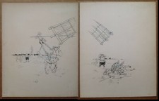 Henry Morin Cervantes Don Quichotte 2 Moulin Encre Crayon 1905 Planche Originale