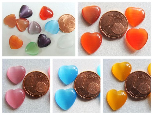 Cabochons coeurs 12mm verre - 10,