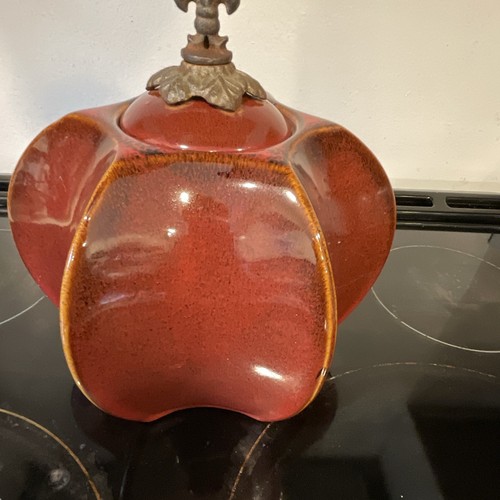 Red pumpkin shaped candle jar - candle,