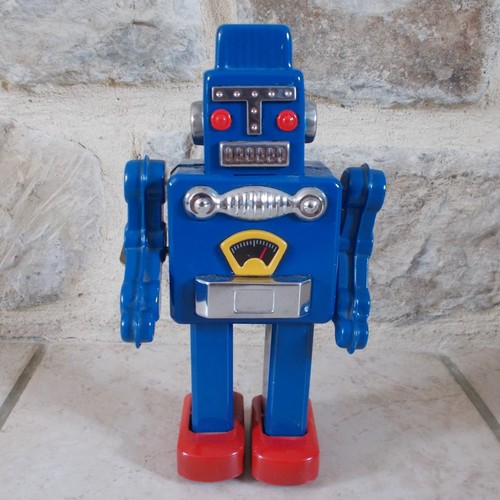 Ancien robot tôle bleu - en,