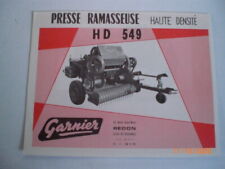 ANCIEN  PROSPECTUS   PUBLICITAIRE   PRESSE   RAMASSEUSE  GARNIER  HD 549