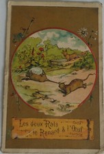 rare CHROMO Les Deux Rats le Renard et l'Oeuf illustration La Fontaine circa1900