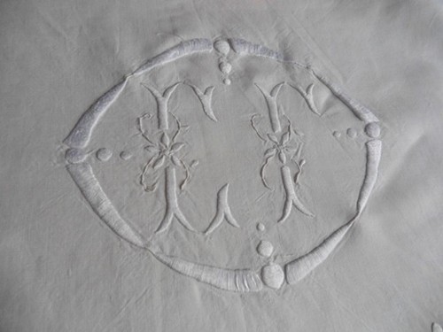 Ancien drap lin blanc - ancien,