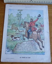 Ancien Protège-cahier Couverture "LA CHASSE AU CERF"  Collection Godchaux