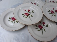 Lot 5 Assiettes Creuses L’AMANDINOISE Modèle FLOREAL Fleur Rose Rouge Anciennes