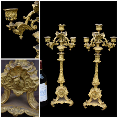 Pair antique bronze gold - pair,