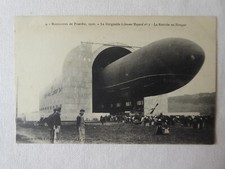 CARTE POSTALE DIRIGEABLE CLEMENT BAYARD MANOEUVRES DE PICARDIE 1910 HANGAR