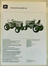 prospectus brochure tracteur tondeuse John Deere JD 400 lawn and garden tractor