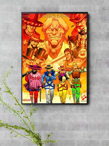 Sunset riders wall art print - wall,