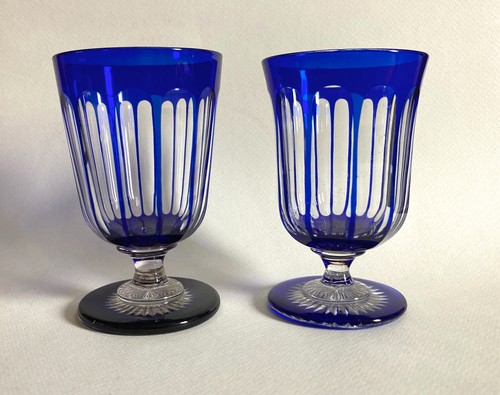 Verres pied doublé bleu - verres,
