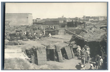 Maroc, Village marocain Vintage print sur papier carte postale. Tirage argenti