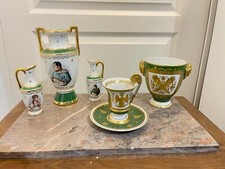 Ensemble Céramique Porcelaine Luxe Napoléon Joséphine Vert Doré France