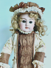 POUPÉE ANCIENNE ALLEMANDE TÊTE BISCUIT MARQUÉE DEP - BEAUX HABITS - T7 -HT 46 cm