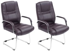 Lot De 2 Chaises Cantilever Attila en Similicuir avec Pied Luge en Métal chromé