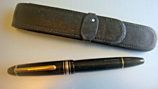 SET : stylo plume Legrand 146 + étui cuir noir MONTBLANC Plume 18 C jaune