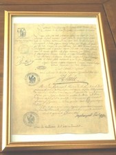 Napoléon 1er empire acte de naissance de l'empereur.  Reproduction