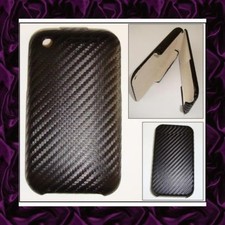 Housse RIGIDE  iPhone 3G 3GS ★★★EFFET CARBONE NOIR★★★
