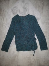Joli pull en laine turquoise et gris taille unique Cassis Collection