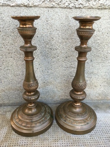 Ancienne paire bougeoirs - paire,