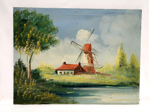 Ancien tableau huile - huile, sur