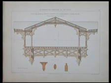 CAP BRETON, CHARPENTE EN BOIS - GRAVURE 1880 - 
