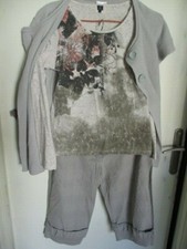 ENSEMBLE 3 PIÈCES PANTACOURT COP COPINE&TEE-SHIRT TERRE DE MARINS&GILET, 38/40