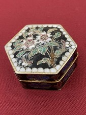 Boîte Émaillée Ancienne Hexagonale Asie￼