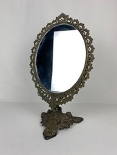 Magnifique Miroir Psyché en métal ancien sur pied orné – Miroir Vintage 